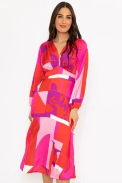 Sateen Cliodhna Midi Dress In Red -Fashion Clothing Accessories Store carraig donn sateen cliodhna midi dress in red 862218