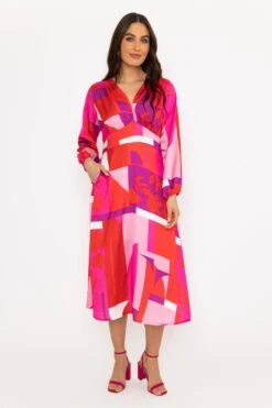 Sateen Cliodhna Midi Dress In Red