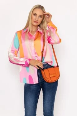 Sateen Print Shirt In Pink Print -Fashion Clothing Accessories Store carraig donn sateen print shirt in pink print 549815