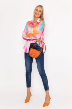 Sateen Print Shirt In Pink Print -Fashion Clothing Accessories Store carraig donn sateen print shirt in pink print 753857