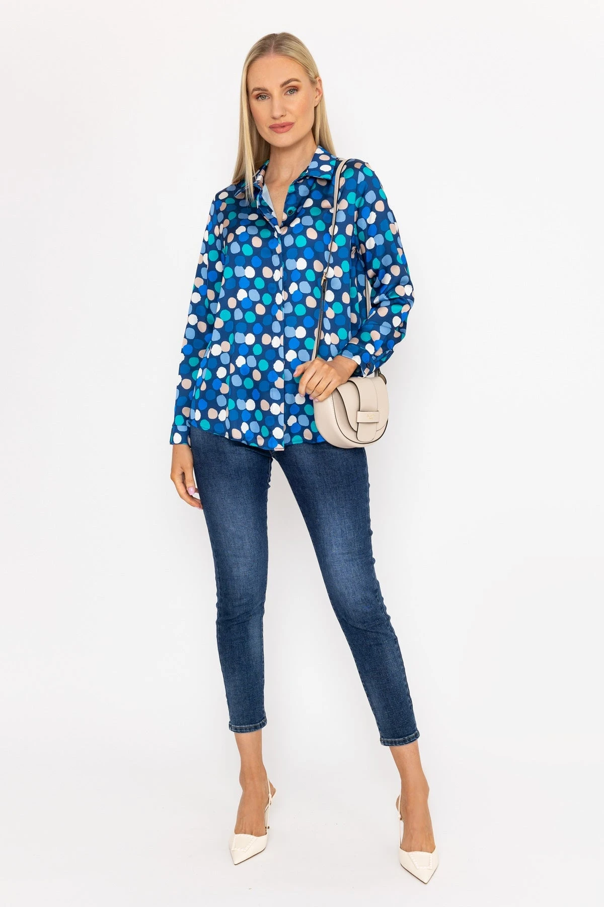 Sateen Shirt In Blue And Navy Print 4 Sateen Shirt In Blue And Navy Print - Image 2