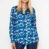Sateen Shirt In Blue And Navy Print -Fashion Clothing Accessories Store carraig donn sateen shirt in blue and navy print 554449