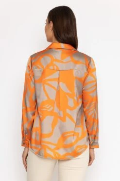 Sateen Shirt In Orange Print -Fashion Clothing Accessories Store carraig donn sateen shirt in orange print 282765
