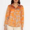Sateen Shirt In Orange Print