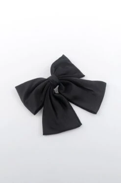 Satin Bow Hair Clip In Black