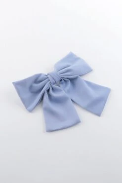 Satin Bow Hair Clip In Blue