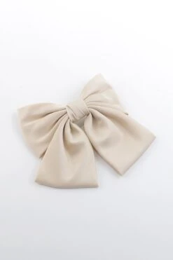 Satin Bow Hair Clip In Cream