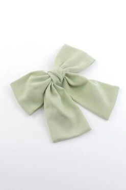 Satin Bow Hair Clip In Green