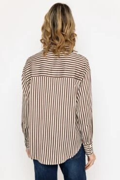 Satin Stripe Shirt In Brown 10 Satin Stripe Shirt In Brown -Fashion Clothing Accessories Store carraig donn satin stripe shirt in brown 264160