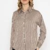 Satin Stripe Shirt In Brown -Fashion Clothing Accessories Store carraig donn satin stripe shirt in brown 715739