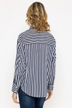 Satin Stripe Shirt In Navy 9 Satin Stripe Shirt In Navy -Fashion Clothing Accessories Store carraig donn satin stripe shirt in navy 604158