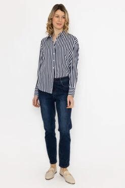 Satin Stripe Shirt In Navy 11 Satin Stripe Shirt In Navy -Fashion Clothing Accessories Store carraig donn satin stripe shirt in navy 870158
