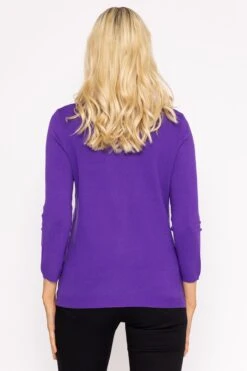 Sequin Crew Neck 3/4 Sleeve Knit In Purple 9 Sequin Crew Neck 3/4 Sleeve Knit In Purple -Fashion Clothing Accessories Store carraig donn sequin crew neck 34 sleeve knit in purple 955801