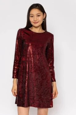 Sequin Mini Dress In Red -Fashion Clothing Accessories Store carraig donn sequin mini dress in red 114180