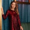 Sequin Mini Dress In Red -Fashion Clothing Accessories Store carraig donn sequin mini dress in red 813015