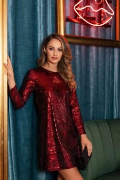 Sequin Mini Dress In Red