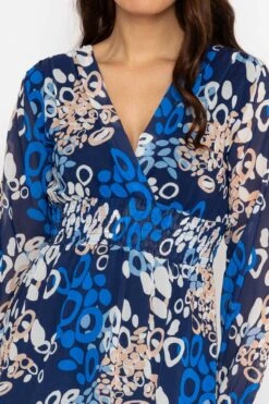 Shauna Midi Dress In Blue Print -Fashion Clothing Accessories Store carraig donn shauna midi dress in blue print 493188