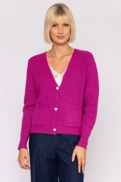 Short Cardigan In Magenta