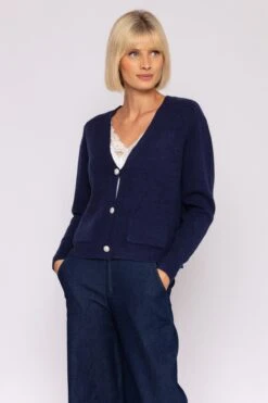 Short Cardigan In Navy -Fashion Clothing Accessories Store carraig donn short cardigan in navy 740008