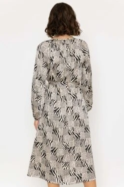 Silky V Neck Midi Dress In Mono Print -Fashion Clothing Accessories Store carraig donn silky v neck midi dress in mono print 102897