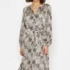 Silky V Neck Midi Dress In Mono Print -Fashion Clothing Accessories Store carraig donn silky v neck midi dress in mono print 221914