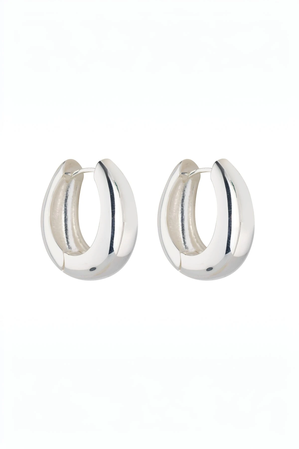Silver Chunky Hoop Earrings 4 Silver Chunky Hoop Earrings - Image 2