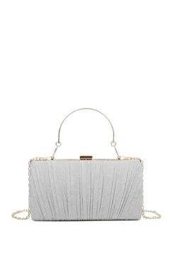 Fashion Clothing Accessories Store 6 Silver Sparkle Clutch With Handle