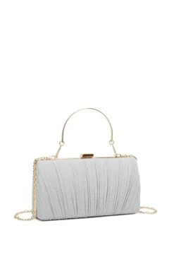 Silver Sparkle Clutch With Handle -Fashion Clothing Accessories Store carraig donn silver sparkle clutch with handle 932135