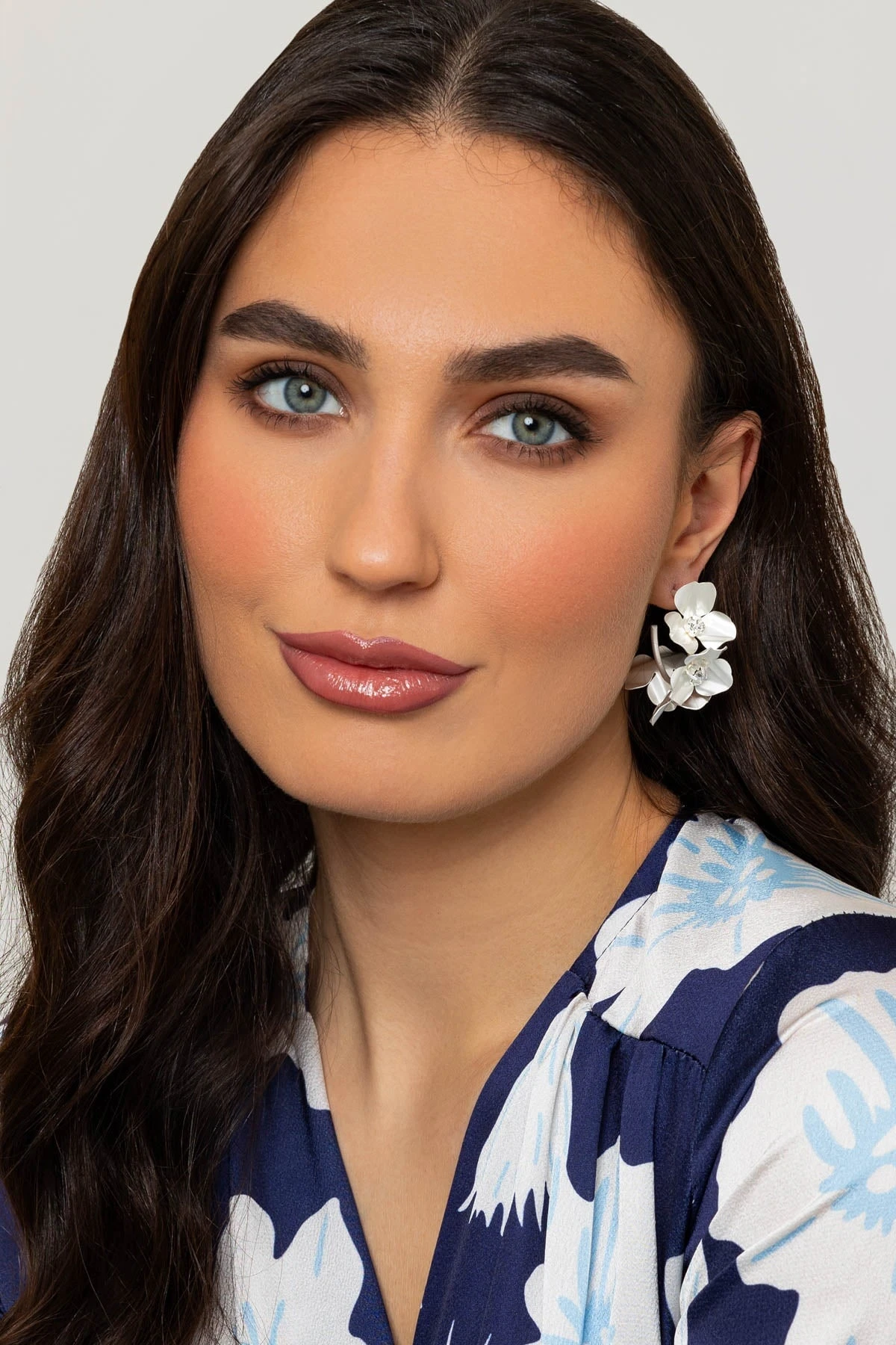 Silver Tone Flowers Earrings 3 Silver Tone Flowers Earrings