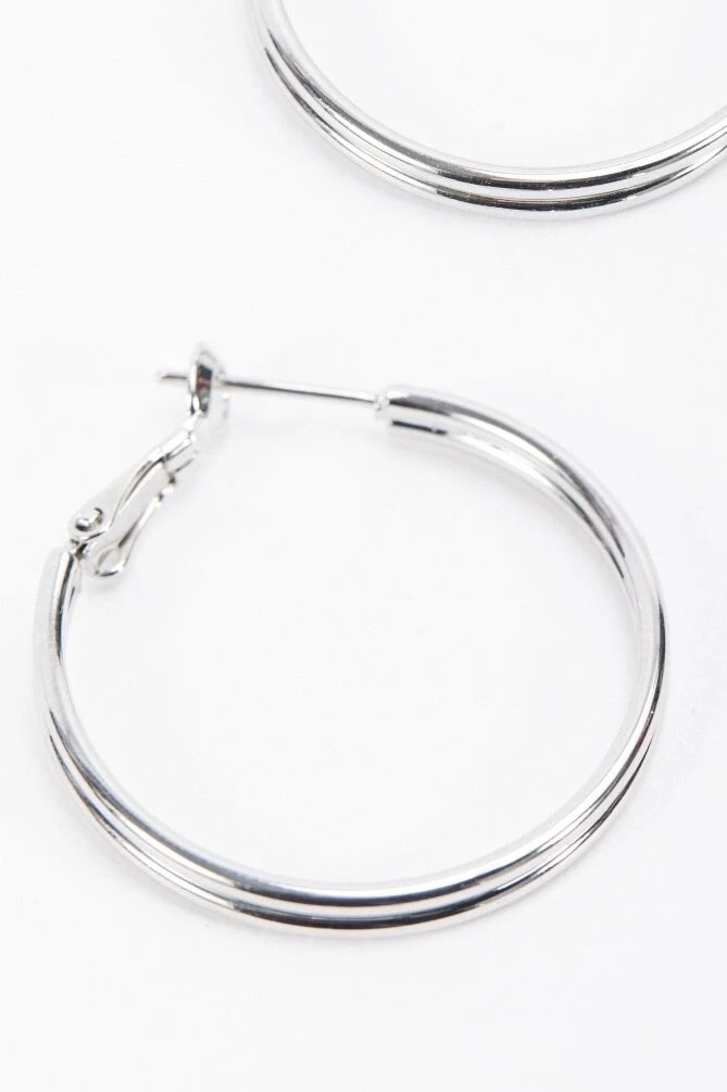 Silver Tone Hoop Earrings 4 Silver Tone Hoop Earrings - Image 2
