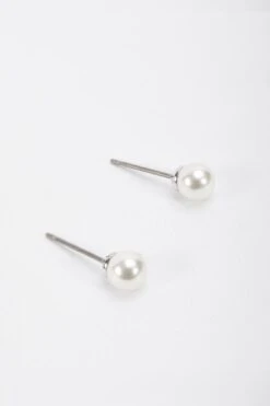 Silver Tone Pearl Stud Earring