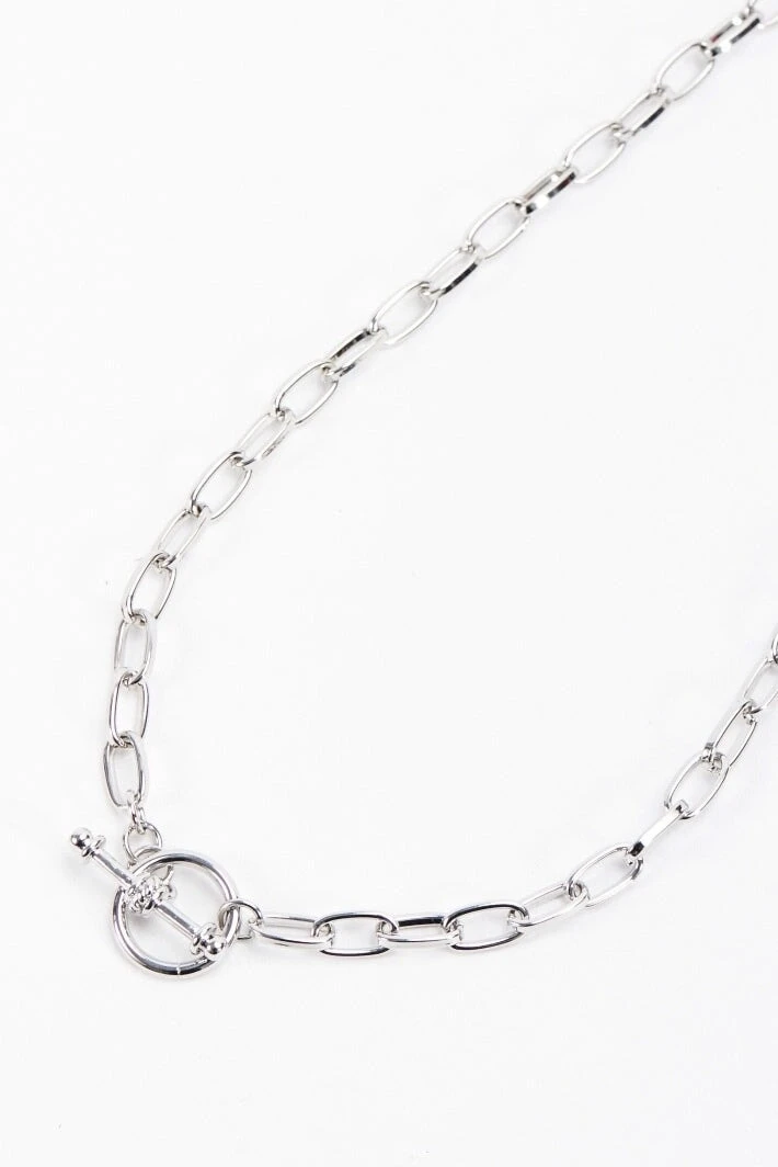 Silver Tone T-Bar Necklace 4 Silver Tone T-Bar Necklace - Image 2