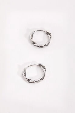 Silver Tone Twist Hoop Earrings