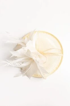 Sinamay Feather Fascinator In Cream