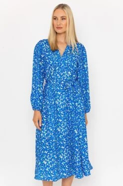 Sinead Midi Dress In Blue Print -Fashion Clothing Accessories Store carraig donn sinead midi dress in blue print 238042