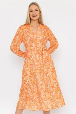 Sinead Midi Dress In Orange