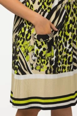 Ulla Popken Sleeveless Border Print Knee Length Dress -Fashion Clothing Accessories Store carraig donn sleeveless border print knee length dress 198086