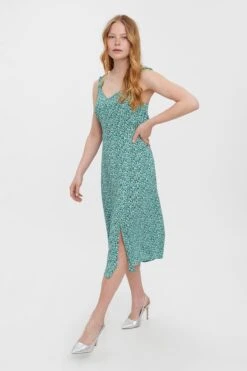 Vero Moda Sleeveless Dress In Green Print -Fashion Clothing Accessories Store carraig donn sleeveless dress in green print 732262