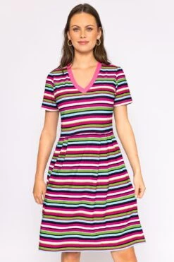 Stripe Jersey Dress In Multi -Fashion Clothing Accessories Store carraig donn stripe jersey dress in multi 105152
