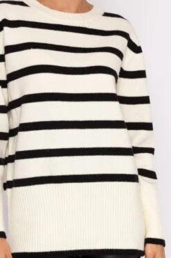 Stripe Knit Sweater In Ecru -Fashion Clothing Accessories Store carraig donn stripe knit sweater in ecru 702579
