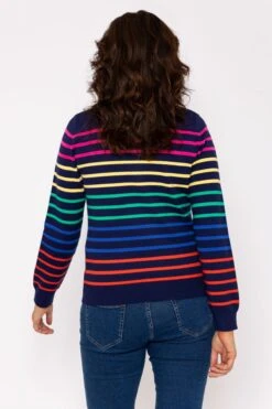 Stripe Zip Neck Knit In Multi -Fashion Clothing Accessories Store carraig donn stripe zip neck knit in multi 481745
