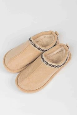 Suedette Mule Slippers In Beige -Fashion Clothing Accessories Store carraig donn suedette mule slippers in beige 531019