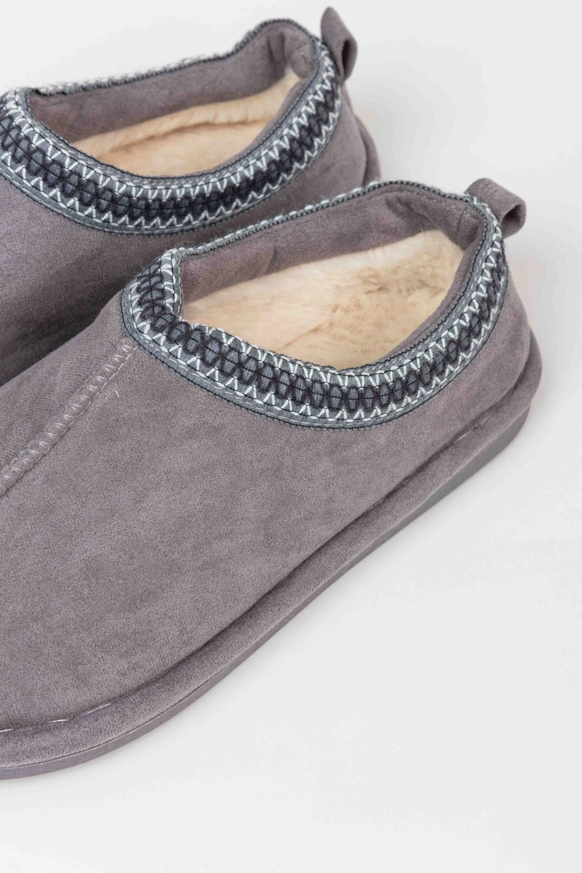 Suedette Mule Slippers In Grey 10 Suedette Mule Slippers In Grey - Image 8