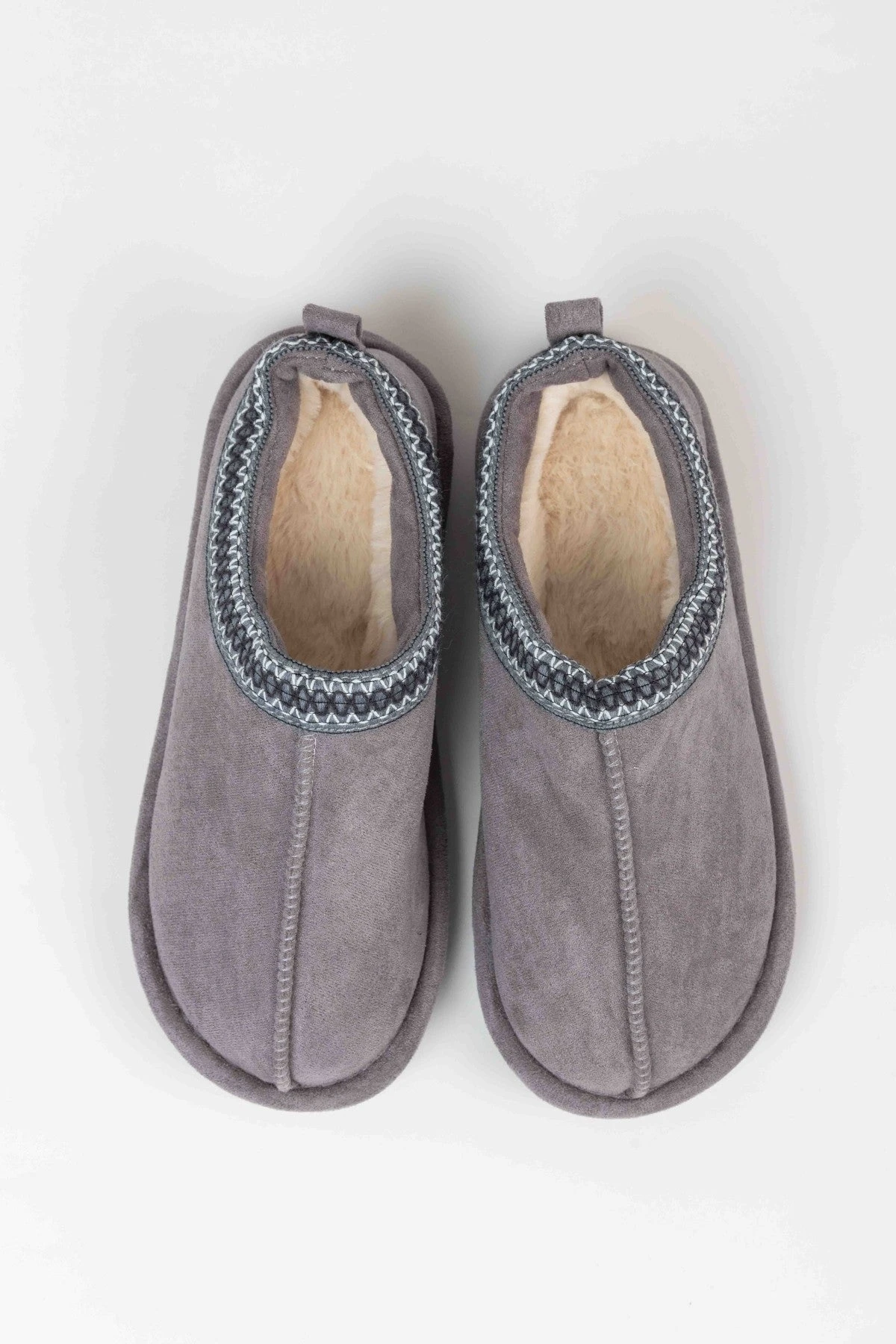 Suedette Mule Slippers In Grey 9 Suedette Mule Slippers In Grey - Image 7