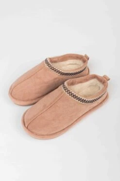 Suedette Mule Slippers In Pink -Fashion Clothing Accessories Store carraig donn suedette mule slippers in pink 277639