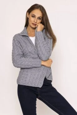 Supersoft Merino Wool Women's Cardigan In Grey -Fashion Clothing Accessories Store carraig donn supersoft merino wool womens cardigan in grey 219746