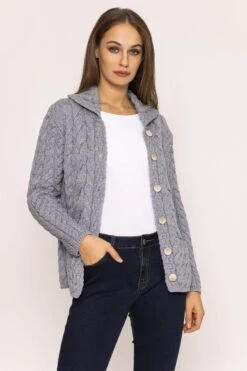 Supersoft Merino Wool Women's Cardigan In Grey -Fashion Clothing Accessories Store carraig donn supersoft merino wool womens cardigan in grey 495542