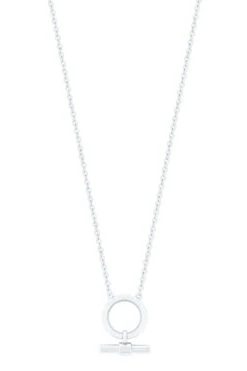 T-Bar Circle Pendant In Silver
