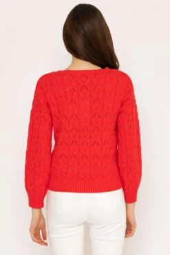 Textured Crew Neck In Red -Fashion Clothing Accessories Store carraig donn textured crew neck in red 147383
