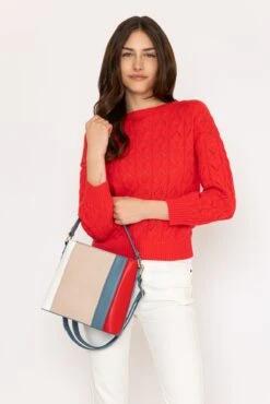 Textured Crew Neck In Red -Fashion Clothing Accessories Store carraig donn textured crew neck in red 278393